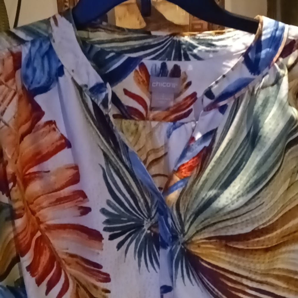 Chico's Polyester Multi-Colored Foliage Print Blo… - image 4